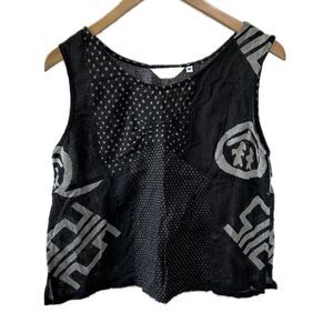 Kinu Women's 100% Cotton Breathable Asian Inspired Semi Sheer Sleeveless Top M